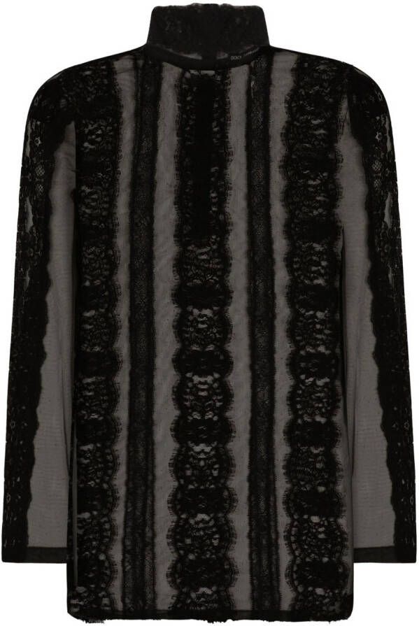 Dolce & Gabbana Tulen T-shirt met veterdetail Zwart