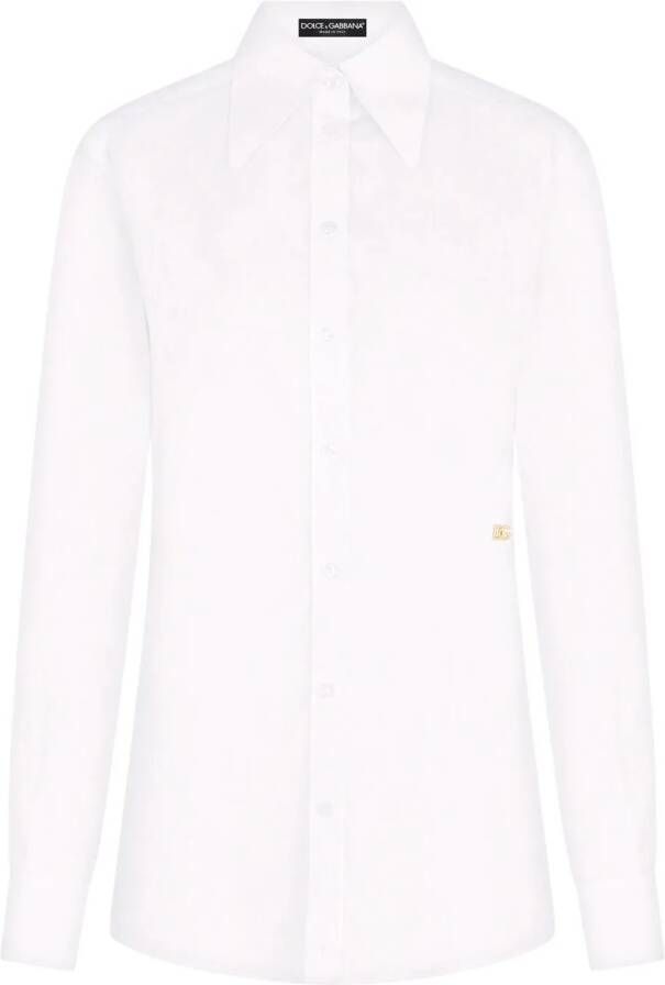 Dolce & Gabbana Popeline blouse met logo Wit