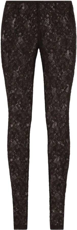 Dolce & Gabbana Skinny legging met bloemenkant Zwart