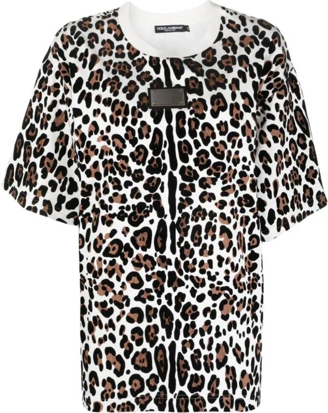 Dolce & Gabbana T-shirt met luipaardprint Wit