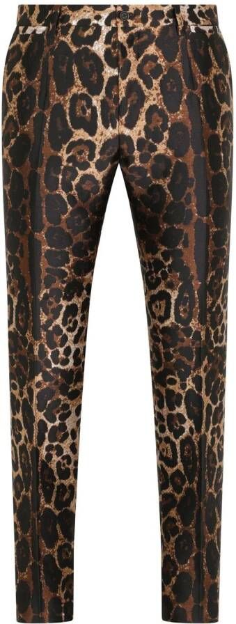Dolce & Gabbana Broek met luipaardprint jacquard Bruin