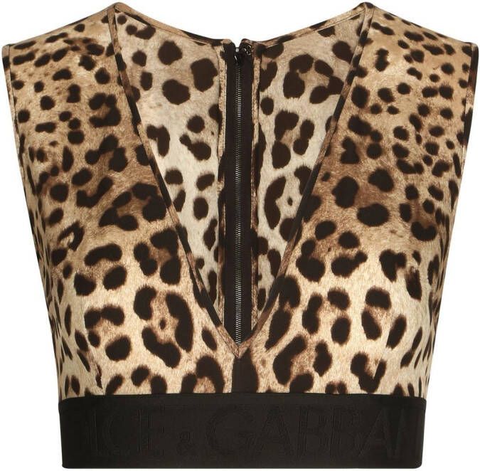 Dolce & Gabbana Cropped top met luipaardprint Bruin