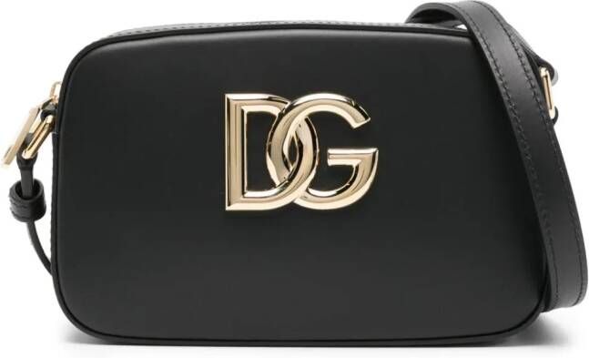 Dolce & Gabbana Leren crossbodytas met logoplakkaat Zwart