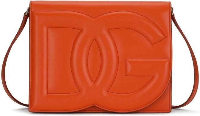 Dolce & Gabbana Leren crossbodytas met DG logo Oranje