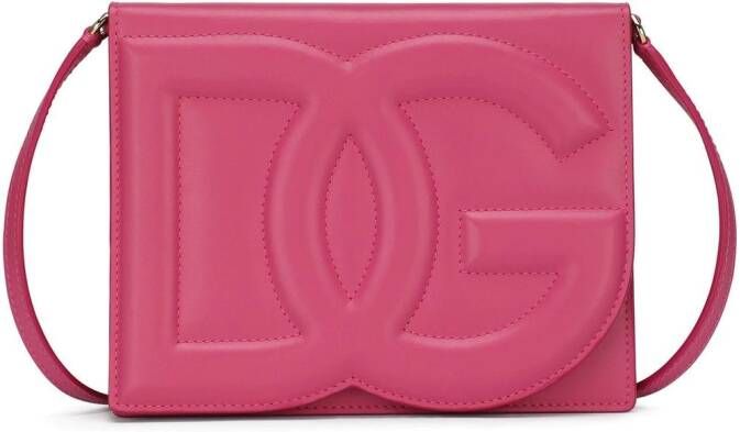 Dolce & Gabbana Leren crossbodytas met DG logo Roze