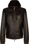 Dolce & Gabbana Leren jack met capuchon en logo label Zwart - Thumbnail 1