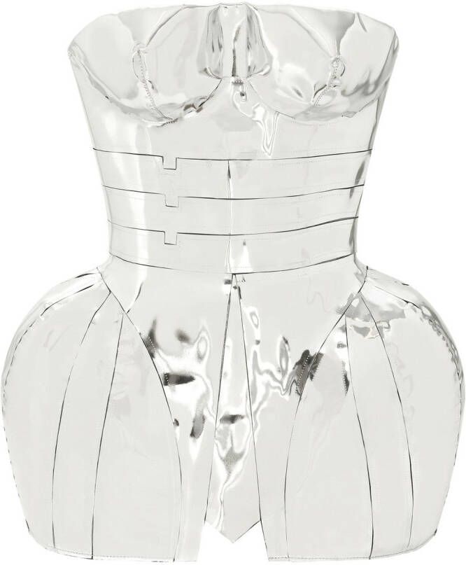 Dolce & Gabbana KIM spiegelende leren mini-jurk Zilver