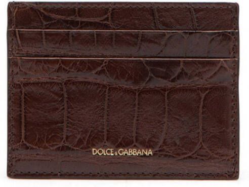 Dolce & Gabbana Leren pasjeshouder met logo label Bruin