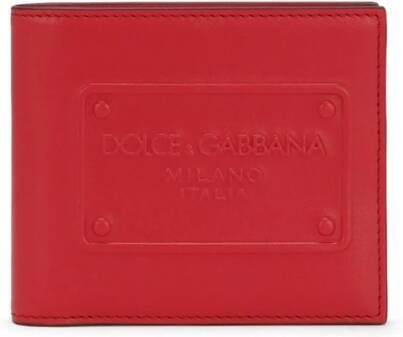 Dolce & Gabbana Leren portemonnee met logo-reliëf Rood
