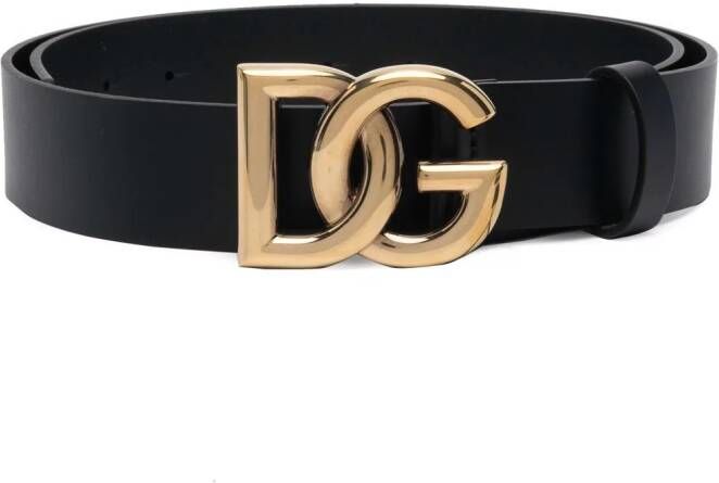 Dolce & Gabbana Leren riem met logo Zwart