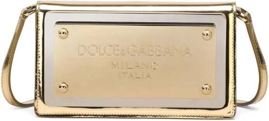 Dolce & Gabbana Leren telefoonhoes met logo label Goud