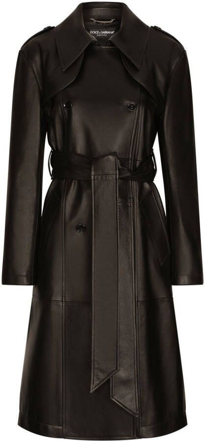 Dolce & Gabbana Leren jas met dubbele rij knopen Zwart