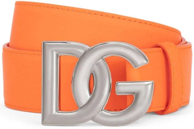 Dolce & Gabbana Leren riem met DG-logo Oranje