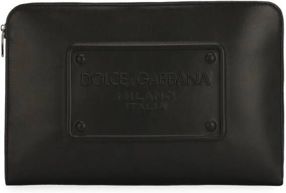 Dolce & Gabbana Clutch met logo-reliëf Zwart