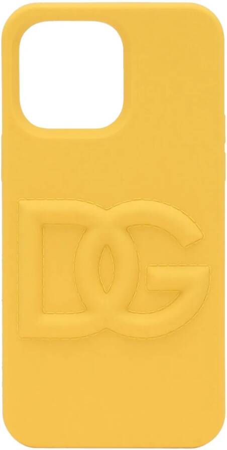 Dolce & Gabbana iPhone 14 Pro Max hoesje met logo-reliëf Geel