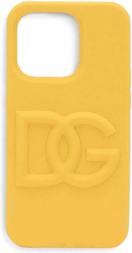 Dolce & Gabbana iPhone Pro 14 hoesje met logo-reliëf Geel