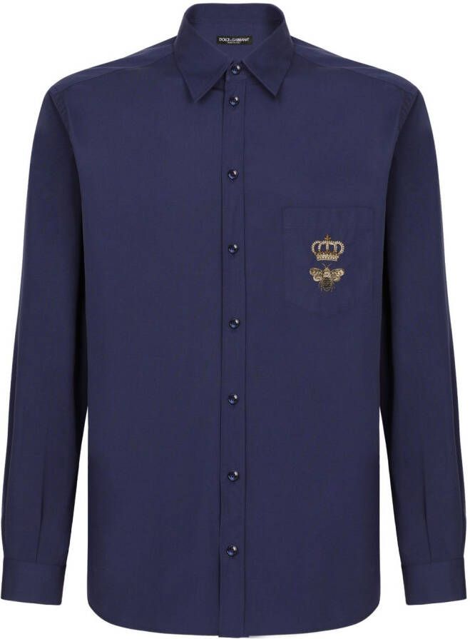 Dolce & Gabbana Overhemd met geborduurd logo Blauw