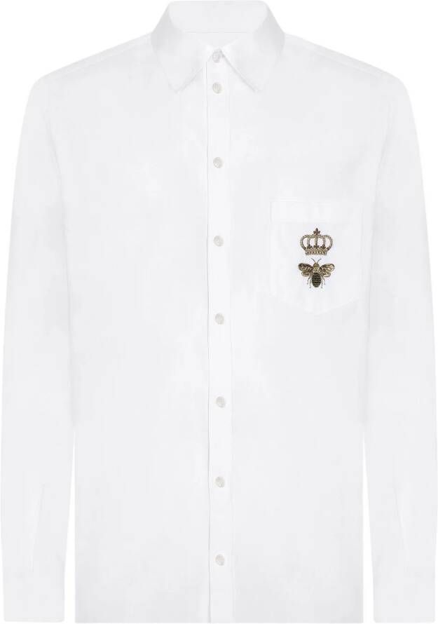 Dolce & Gabbana Overhemd met geborduurd logo Wit