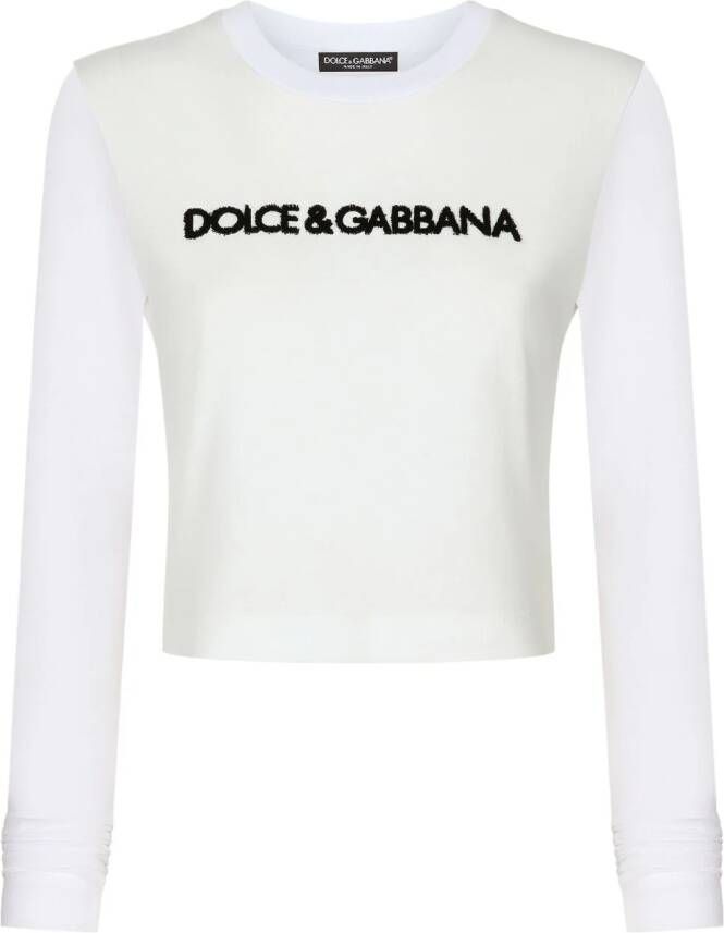 Dolce & Gabbana logo-lettering long-sleeve T-shirt Wit
