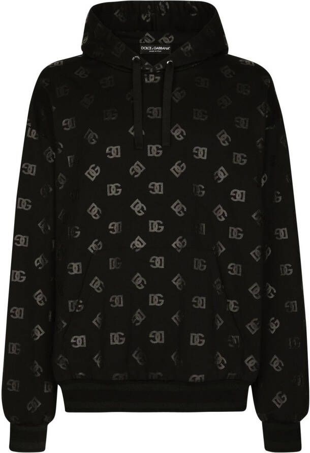 Dolce & Gabbana Hoodie met logoprint en trekkoord Zwart