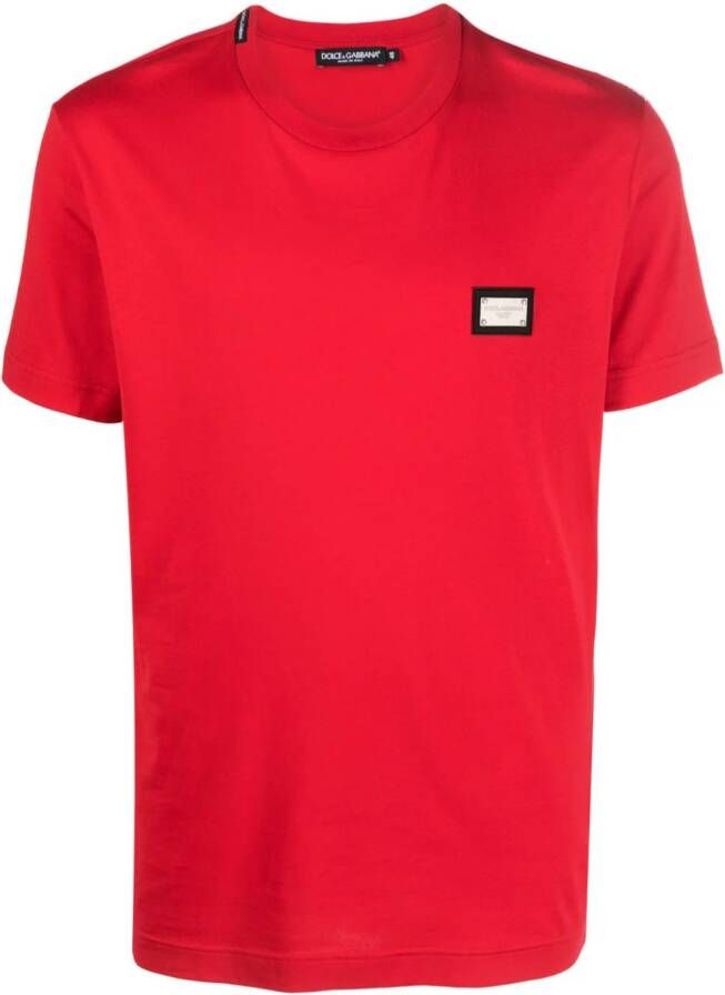 Dolce & Gabbana T-shirt met logoplakkaat Rood