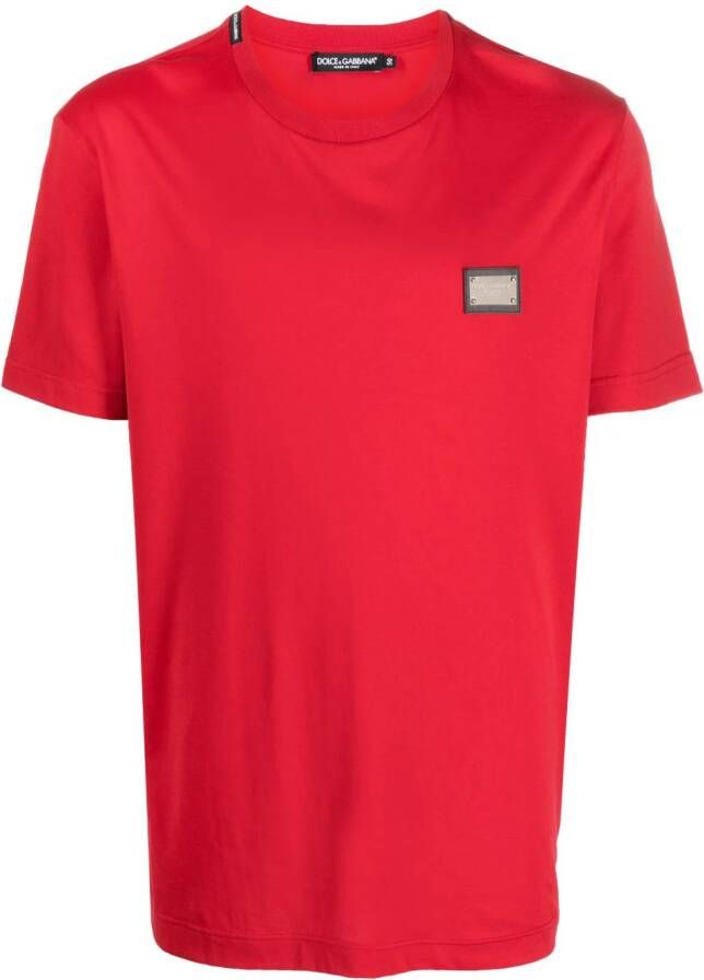 Dolce & Gabbana logo-plaque cotton T-shirt Rood