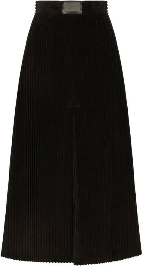 Dolce & Gabbana logo-plaque high-waisted skirt Zwart