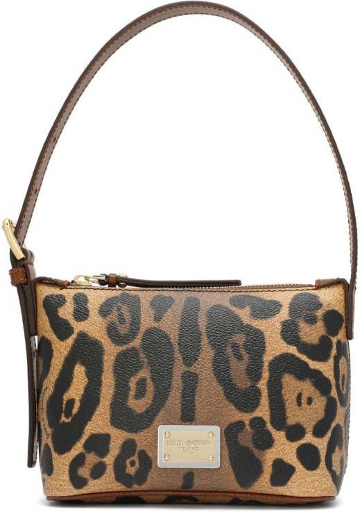 Dolce & Gabbana Crespo schoudertas met luipaardprint Beige