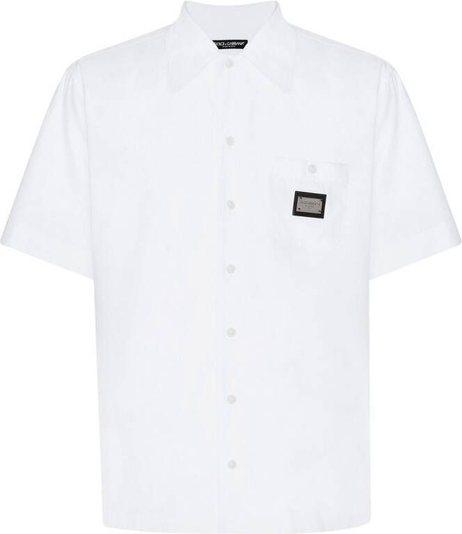 Dolce & Gabbana Katoenen bowlingshirt met logo label Wit