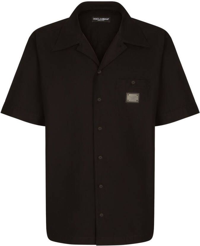 Dolce & Gabbana Katoenen bowlingshirt met logo label Zwart