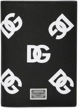 Dolce & Gabbana Leren paspoorthoes met logoprint Zwart