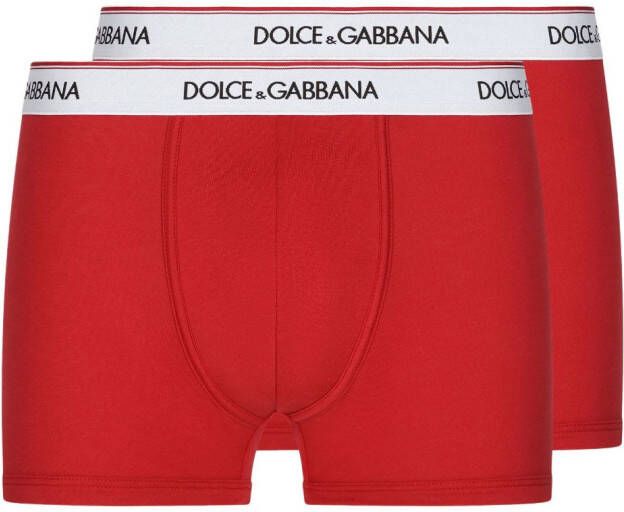 Dolce & Gabbana Twee boxershorts met logo tailleband Rood