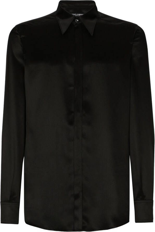 Dolce & Gabbana Button-down satijnen overhemd Zwart