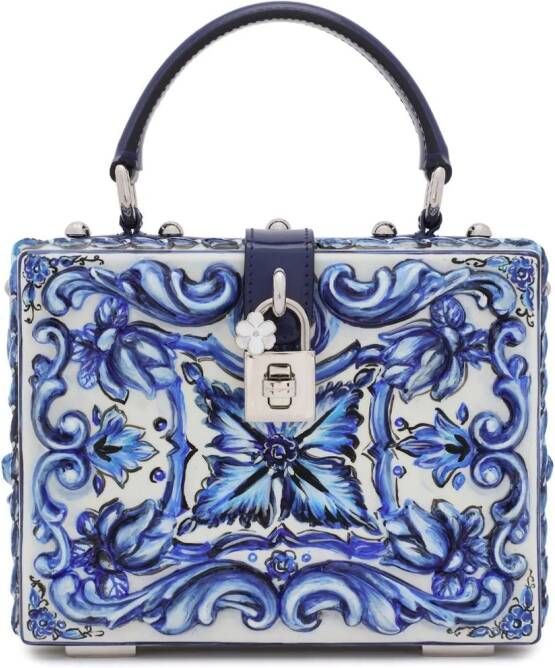 Dolce & Gabbana Dolce Box tas met handgreep met Majolica-print Blauw