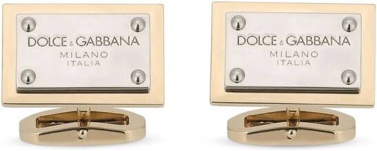 Dolce & Gabbana Vierkante manchetknopen met logoprint Goud
