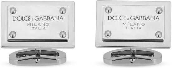Dolce & Gabbana Vierkante manchetknopen met logoprint Zilver
