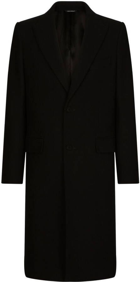 Dolce & Gabbana Wollen mantel met enkele rij knopen Zwart