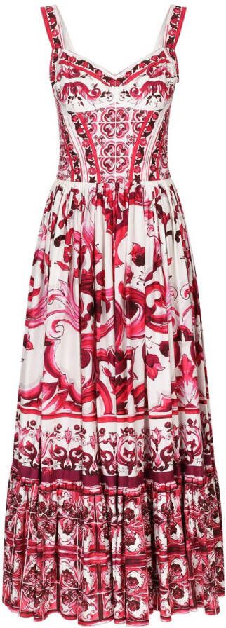 Dolce & Gabbana Maxi-jurk met Majolica-print Rood