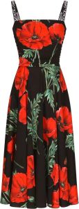 Dolce & Gabbana Midi-jurk met bloemenprint Zwart