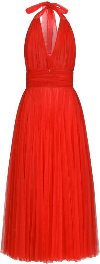 Dolce & Gabbana Midi-jurk met halternek Rood
