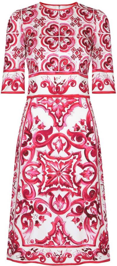 Dolce & Gabbana Midi-jurk met print Rood