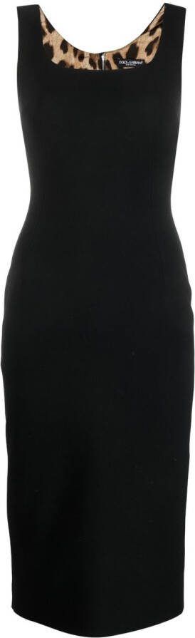 Dolce & Gabbana Midi-jurk met vierkante hals Zwart