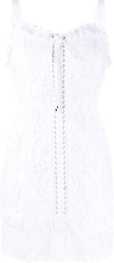 Dolce & Gabbana Mini-jurk met bloemenkant Wit