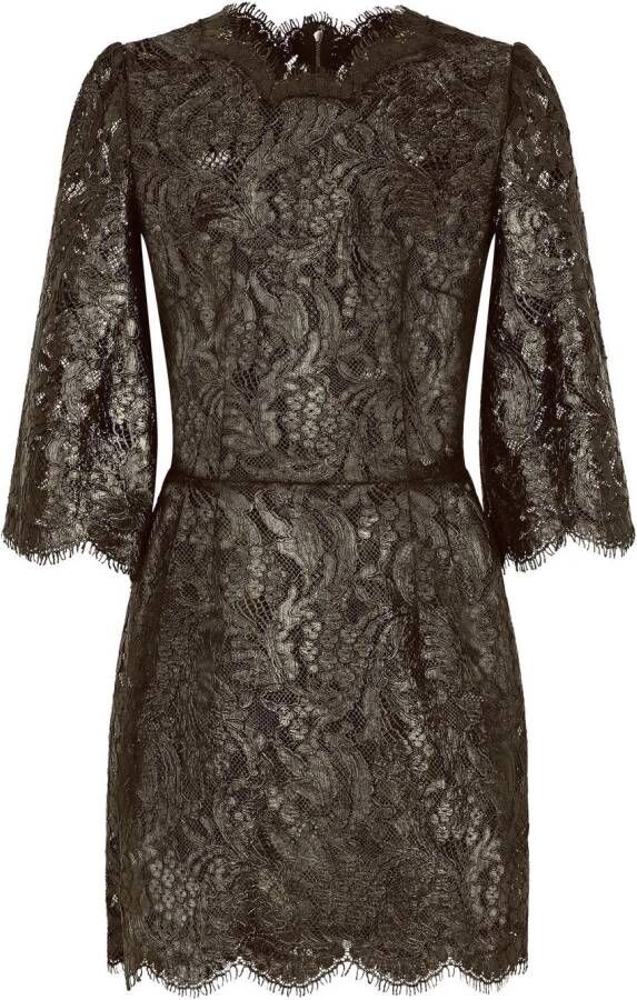 Dolce & Gabbana Mini-jurk met bloemenkant Zwart