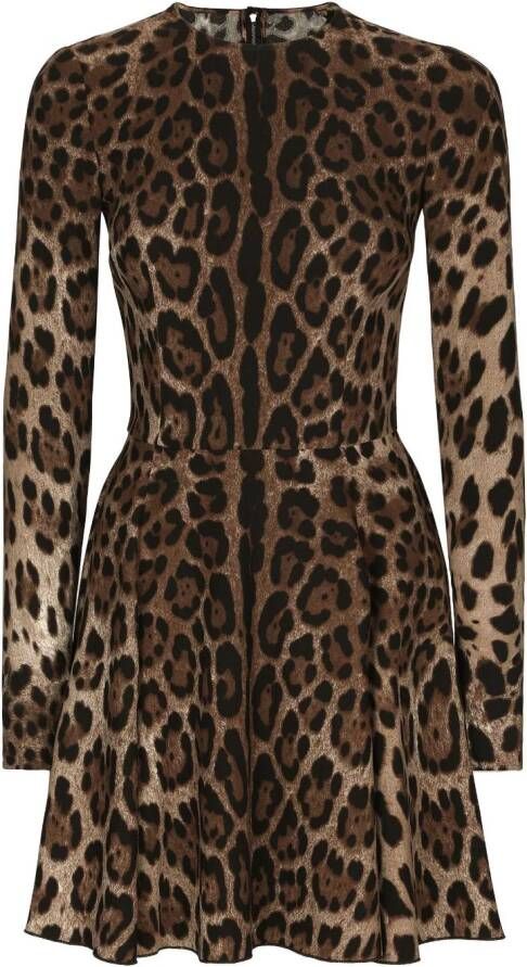 Dolce & Gabbana Mini-jurk met luipaardprint Bruin