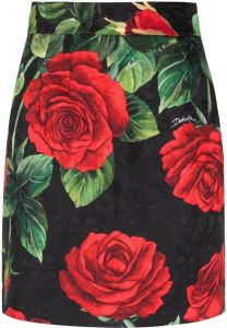 Dolce & Gabbana Mini-rok met bloemenprint Zwart