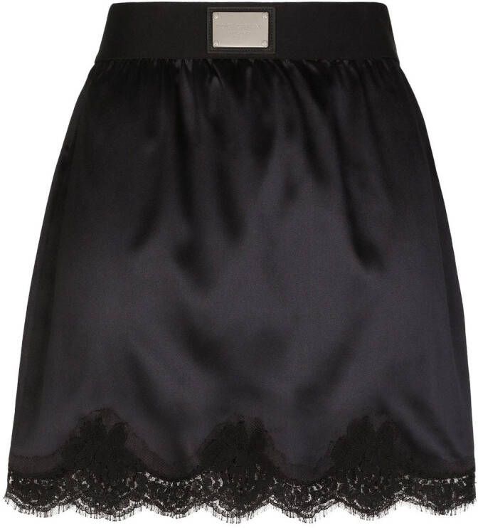 Dolce & Gabbana Mini-rok met kanten afwerking Zwart