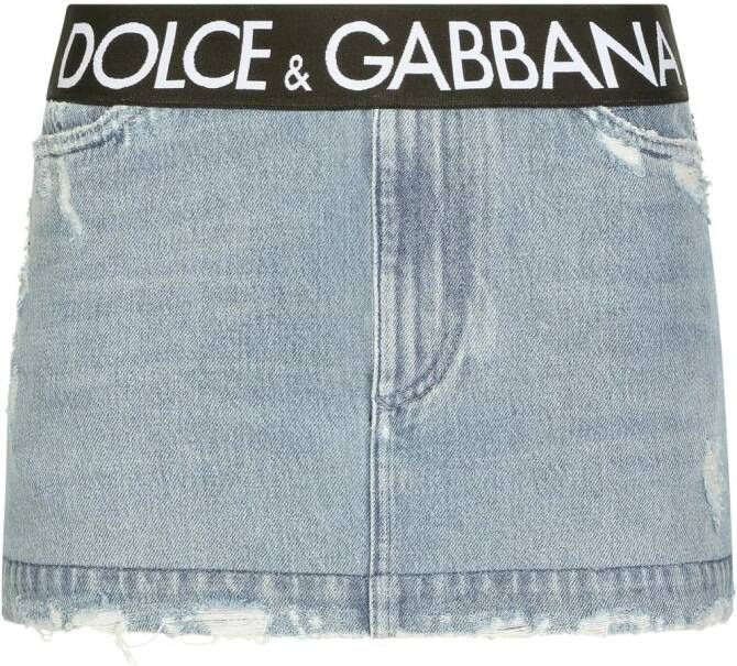 Dolce & Gabbana Mini-rok met logo taille Blauw