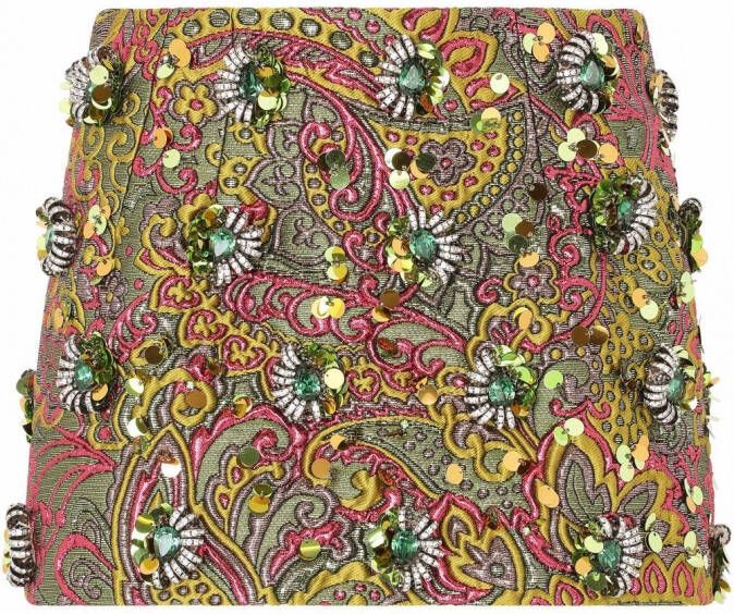Dolce & Gabbana Mini-rok met kralen en jacquard Groen