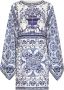 Dolce & Gabbana Jurk met vleermuismouwen en Majolica-print Blauw - Thumbnail 1